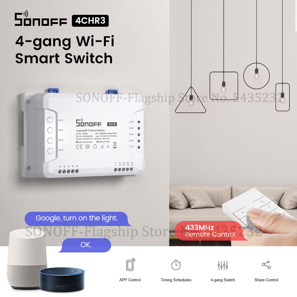 Itead sonoff 4ch r3 wifiワイヤレスリ - Home Automation Ideas のレビューと価格